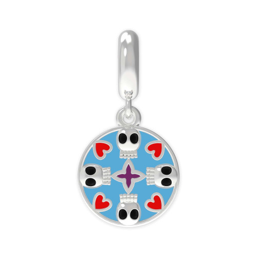 Berloque de Prata La Catrina Caveira Doreen Link com Resina