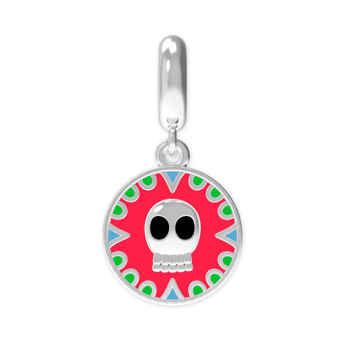 Berloque de Prata La Catrina Caveira Maia Link com Resina