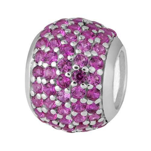 Berloque de Prata Separador Pink com Zircônias