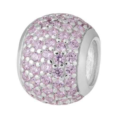 Berloque de Prata Separador Rosa com Zircônias