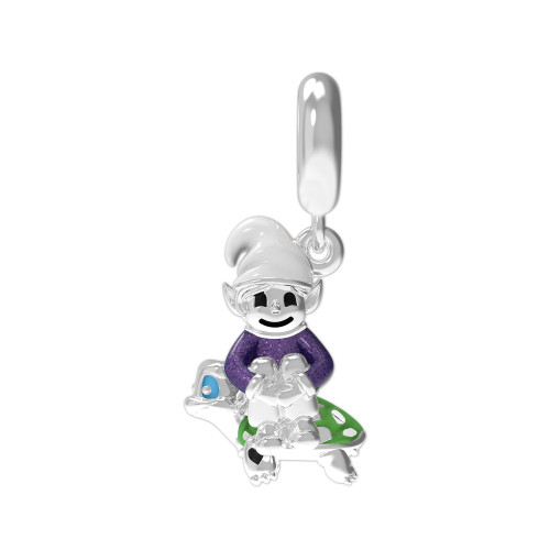 Berloque de Prata Duende Signo de Touro Link com Resina