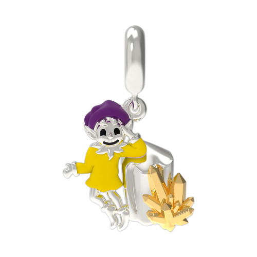 Berloque de Prata Duende Signo de Capricórnio Link com Resina