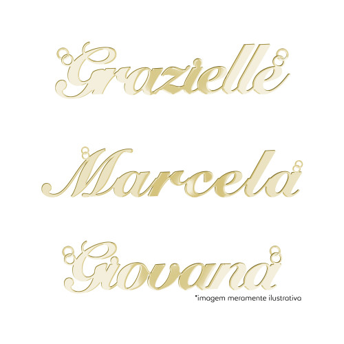 Pingente de Prata Manuscrito Nome Simples Revestido com ouro 18k