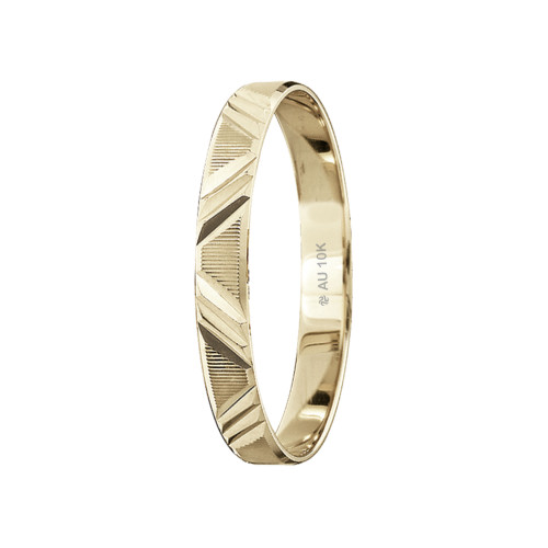 Aliança de Ouro 10k Trabalhada e Diamantado Diagonal 3mm