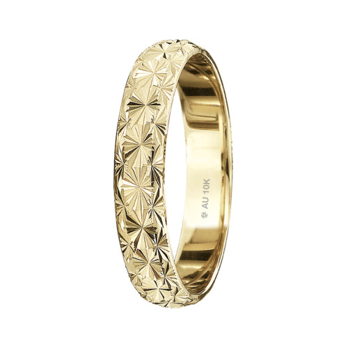 Aliança de Ouro 10k Reta com Estrela Diamantada L3.6mm E1mm