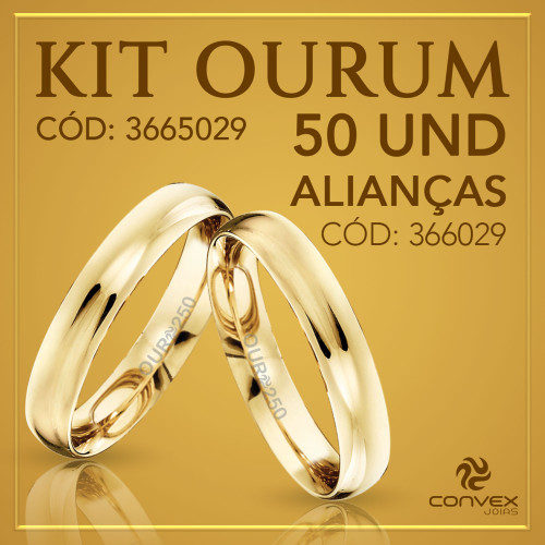 Kit de Aliança de Ouro Ourum 50 Alianças 366029 250K