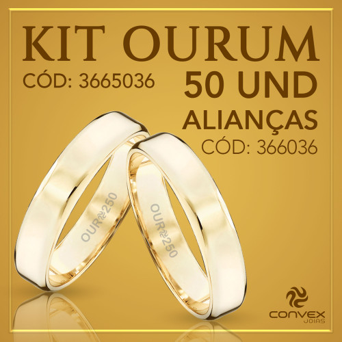 Kit de Aliança de Ouro Ourum 50 Alianças 366036 250K