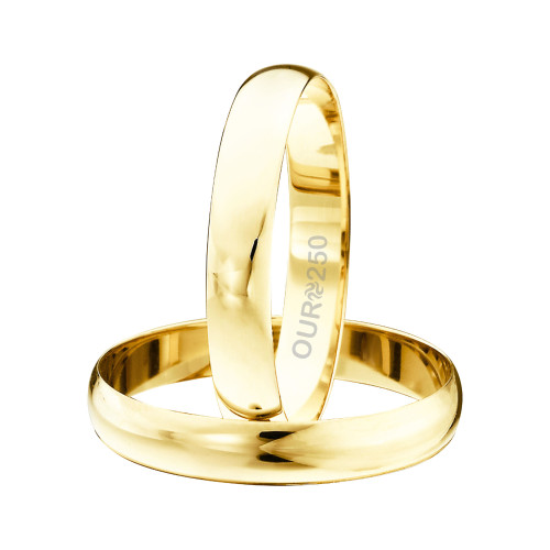 Par de Alianças de Ourum 250K Ouro 3,9mm x 0,9mm Cód 366012 Aros 18 e 24