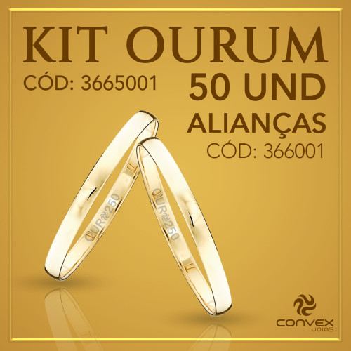 Kit de Aliança de Ouro Ourum 50 Alianças 366001 250K