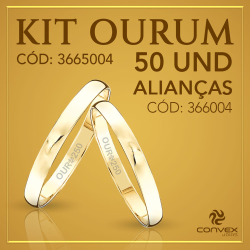 Kit de Aliança de Ouro Ourum 50 Alianças 366004 250K