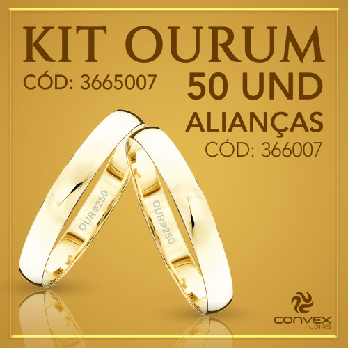 Kit de Aliança de Ouro Ourum 50 Alianças 366007 250K