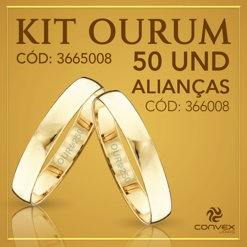 Kit de Aliança de Ouro Ourum 50 Alianças 366008 250K