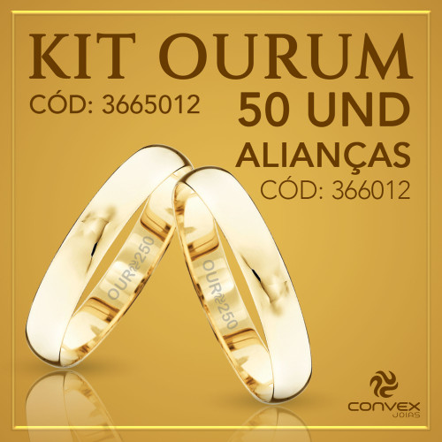 Kit de Aliança de Ouro Ourum 50 Alianças 366012 250K
