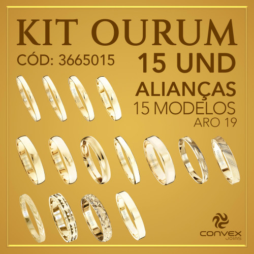 Kit de Alianças OURUM 250k 15 modelos