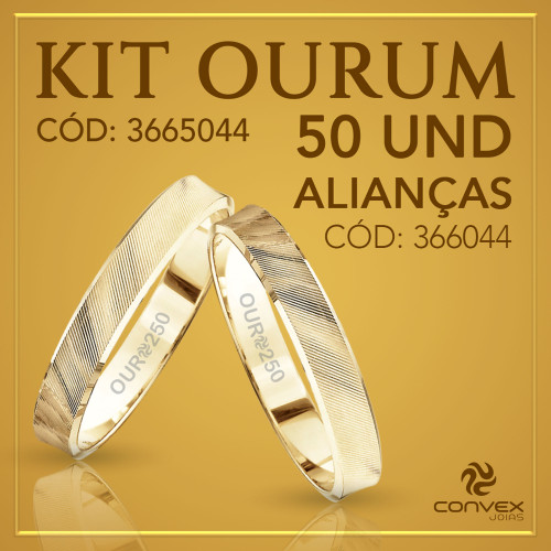 Kit de Aliança de Ouro Ourum 50 Alianças 366044 250K