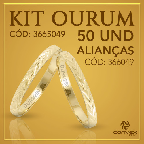 Kit de Aliança de Ouro Ourum 50 Alianças 366049 250K
