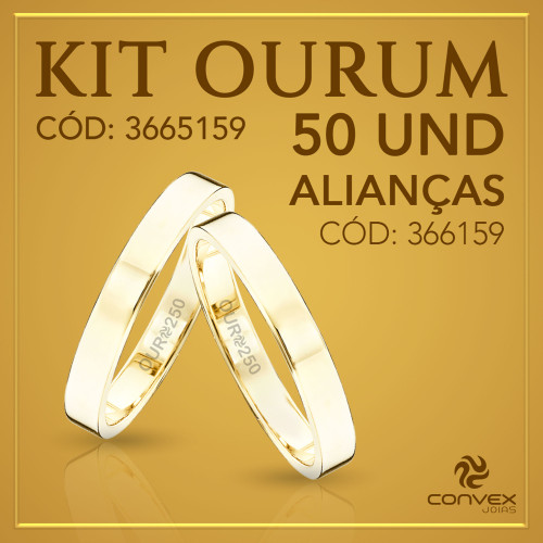 Kit de Aliança de Ouro Ourum 50 Alianças 366159 250K