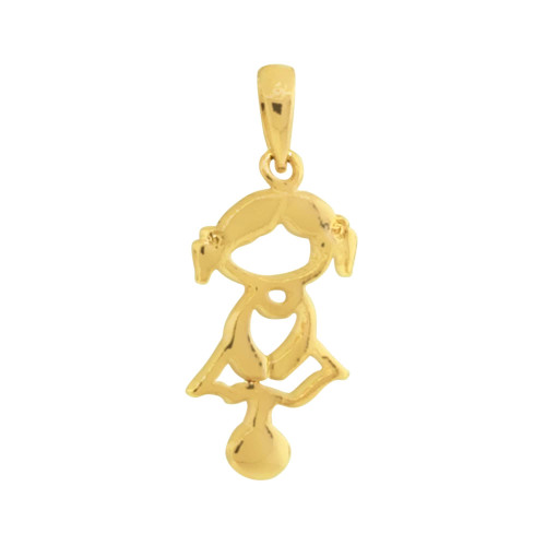 Pingente de Prata Menina Revestida com Ouro 18k 18x10mm