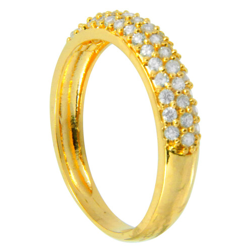 Anel de Prata Classic Meia Aliança Revestida ouro 18k com Zircônias