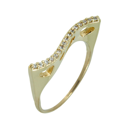 Anel Prata RVT Onda Vazado Coração com Zircônia 20mm