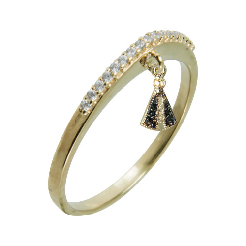 Anel de Prata Proteção Nossa Sra Aparecida Revestida com Ouro 18k e Zircônias