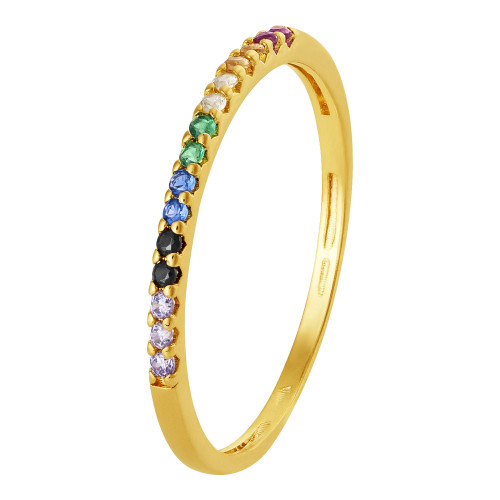 Anel de Prata Rainbow Aparador Revestida com ouro 18k com Zircônias Colors
