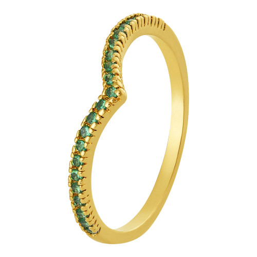 Anel de Prata Lari Revestido com Ouro 18k com Zircônias Verdes