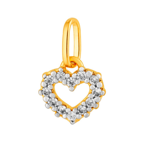 Pingente de Prata Coração Revestido em Ouro 18k e Zircônia Branca