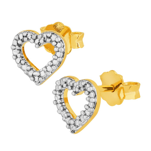 Brinco de Prata Coração Revestido com Ouro 18K 9x9mm