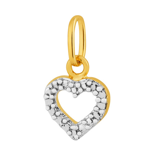 Pingente de Prata Coração Revestido com Ouro 18k 8x7mm
