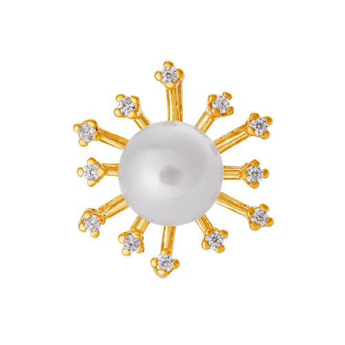 Pingente Prata Revestida Ouro 18K Pérola com Zircônias Brancas-1