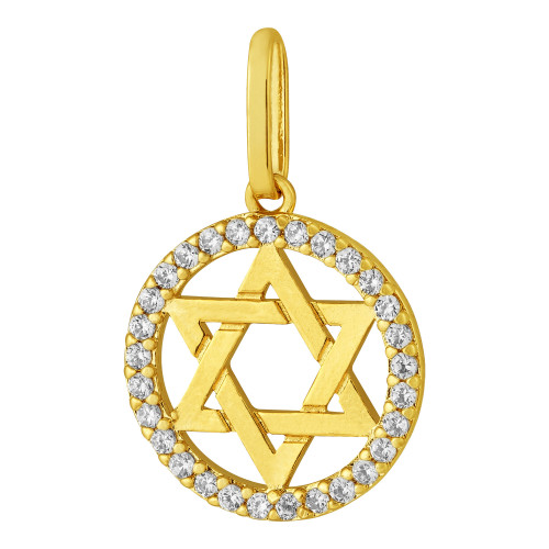 Pingente Estrela de Davi
Prata Revestida em ouro 18k com Zircônias 14mm