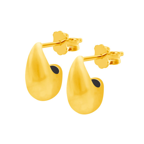 Brinco de Prata New Wave Revestido com ouro 18k 13x8mm