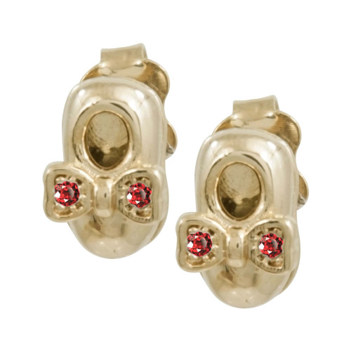 Brinco de Prata  Sapatinho Kids com Zircônia Vermelha  Revestido em Ouro 18k 5x10mm