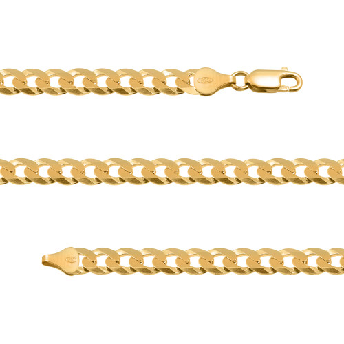 Pulseira de Prata Groumet Flat Revestida com Ouro 18k 8,2mm 21cm