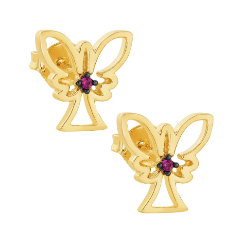 Brinco de Prata Anjo revestido com Ouro 18k 10x10mm