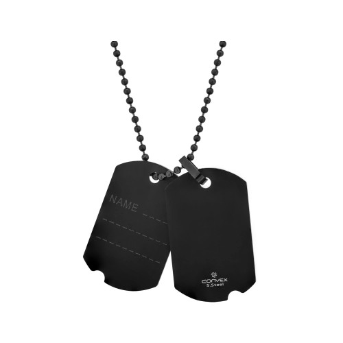 Colar de Aço Placa Dupla IPB 30x22mm 60cm