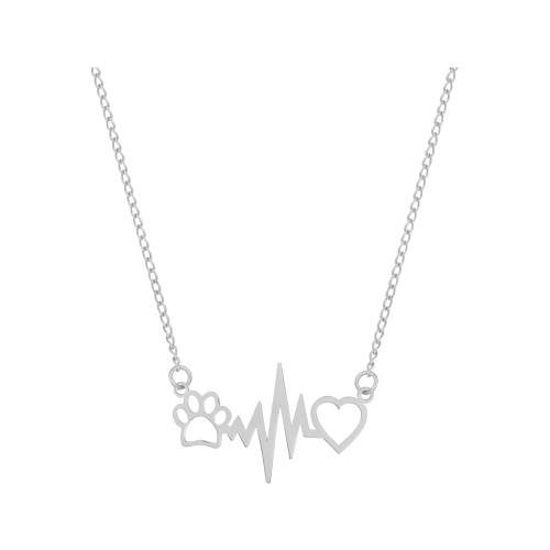 Colar de Aço Groumet Pata Batimento Coração 18x24mm 45cm