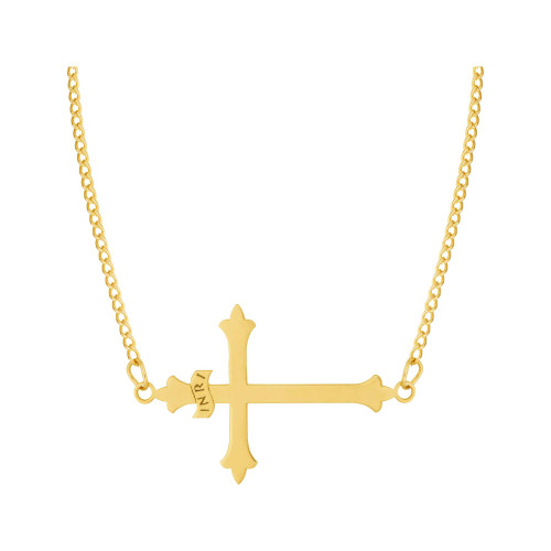 Colar de Aço Groumet Cruz Inri 28x20mm 45cm Gold IPG