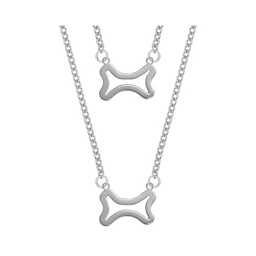 Colar de Aço Osso e Osso Vazados escapulário Pet 45cm