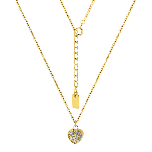 Corrente com Pingente de Coração com Zirconias IPG 42cm-1
