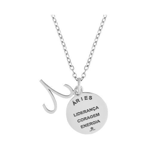 Colar de Aço Signo de Áries 18mm 50cm