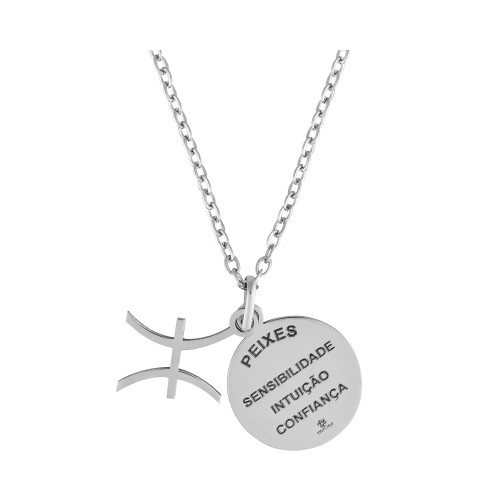Colar de Aço Signo Peixes 18mm 50cm