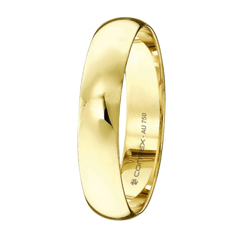 Aliança de Ouro 18k Love Tradicional Abaulada 4.3mm