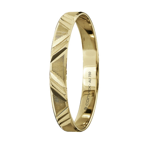 Aliançade Ouro 18K Polônia Trabalhada e Diamantada Diagonal 3mm