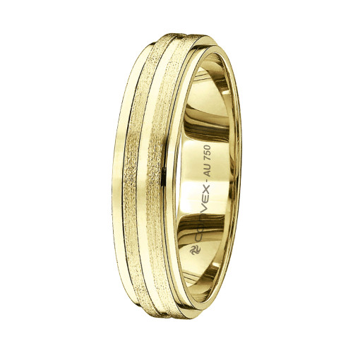 Aliança de Ouro 18K Dreaming Reta com 2 Aros Giratórios Jateados 4.8mm