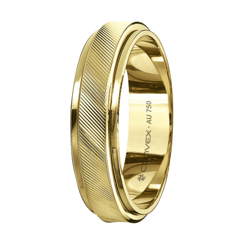 Aliança de Ouro 18K Wanting com Riscado Diagonal 5mm