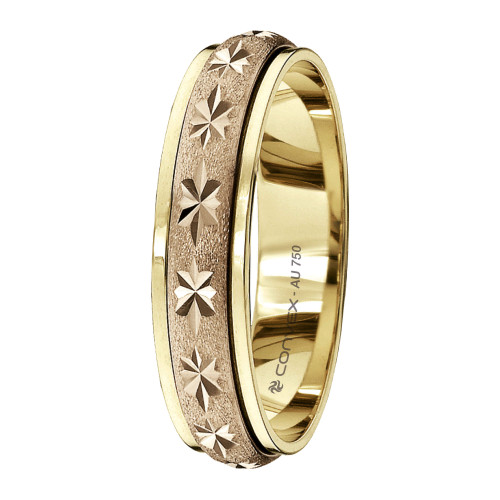 Aliança de Ouro 18K My Best Giratória Fosca Ouro Rosé Diamantado Estrela 5mm