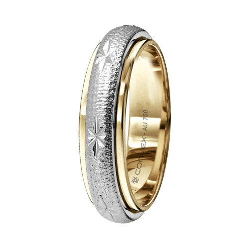 Aliança de Ouro 18K Soul Mate Giratória diamantada com Estrelas 5mm