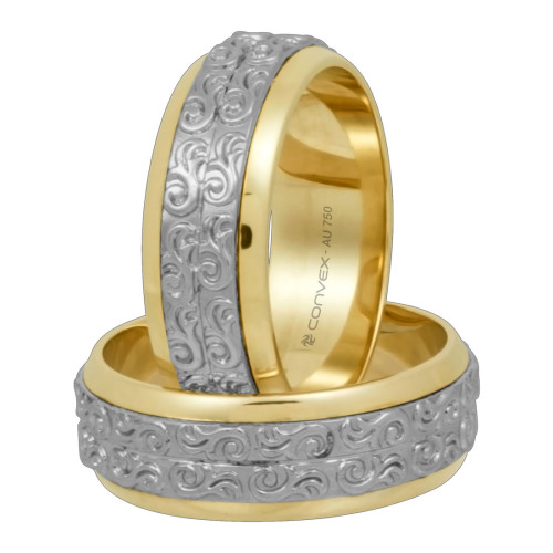 Aliança de Ouro 18K Bodas de Prata Abaulada Giratória 7mm